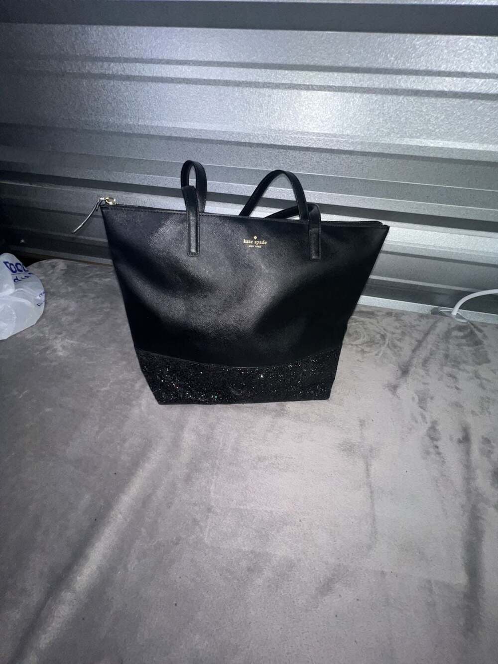 Kate Spade Vinyl Glitter Tote Bag Black